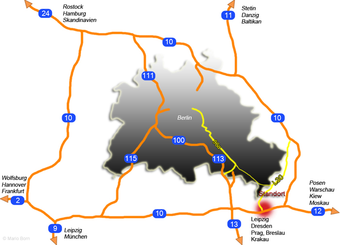 Strategische Lage an den Autobahnachsen
